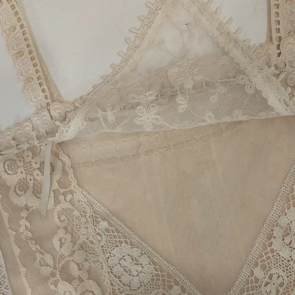 OOAK Handmade Lace Bodice Crop Top Camisole Style Cream Ecru Ivory SeeMeasure - Picture 12 of 12